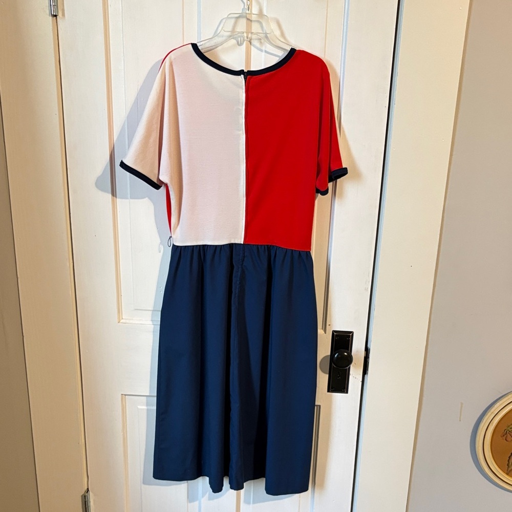 VTG Toni Todd Elegant Colorblock Dress - Red, White, and Blue - Picture 3 of 7